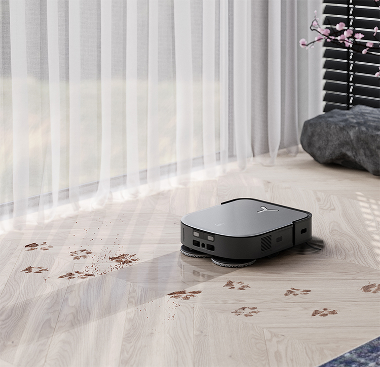 DEEBOT Bekämpft mit Leichtigkeit Pfotenabdrücke und Schmutz